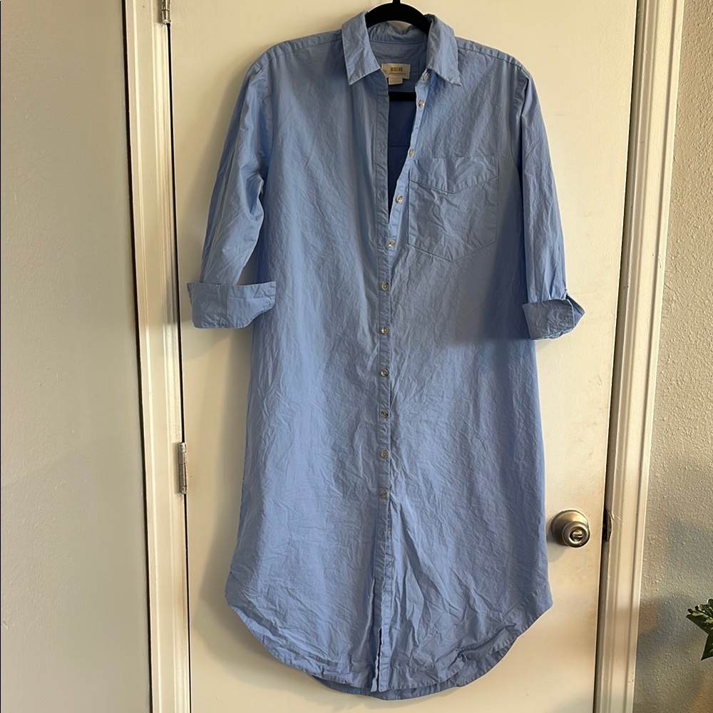 Anthropologie Blue Button-Up Shirt Dress